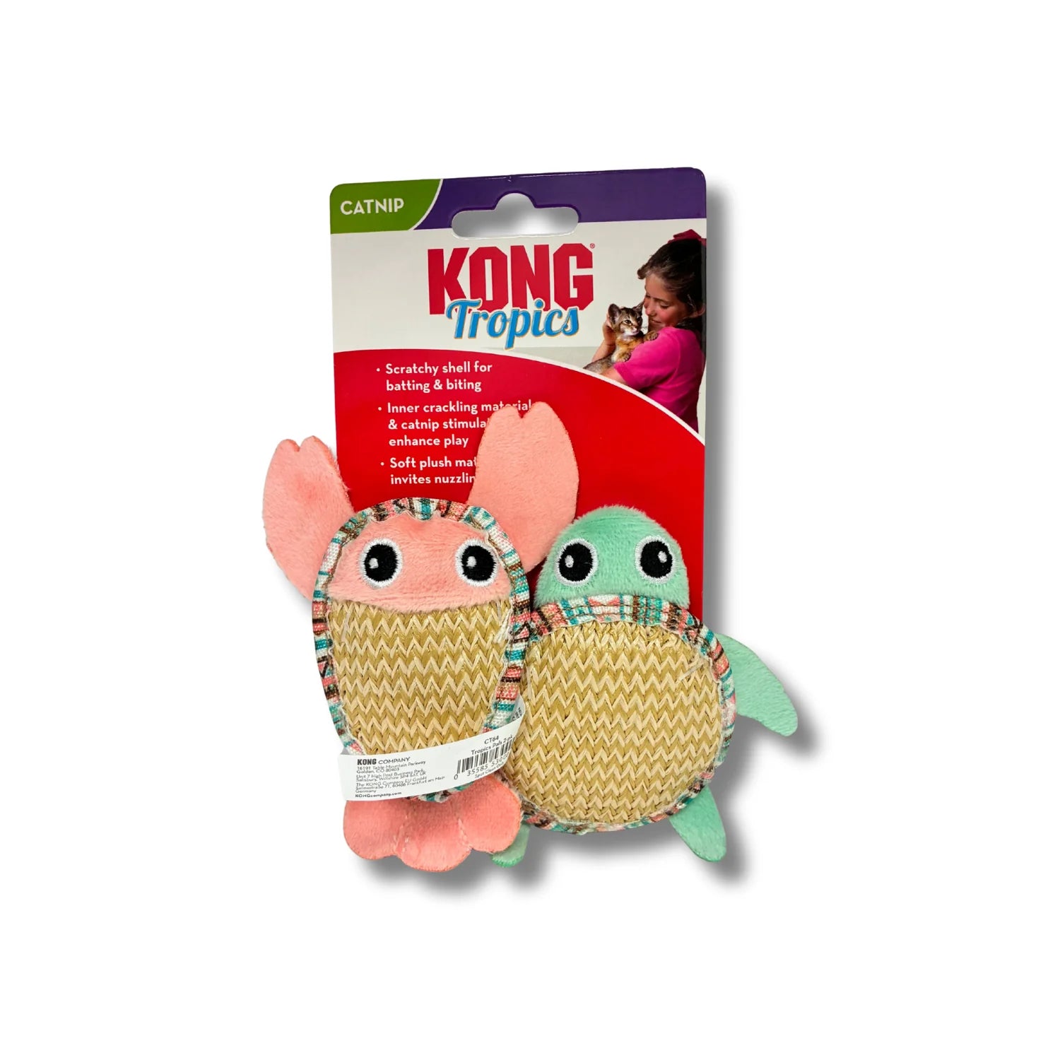 Kong Tropics catnip toys in packaging on a white background